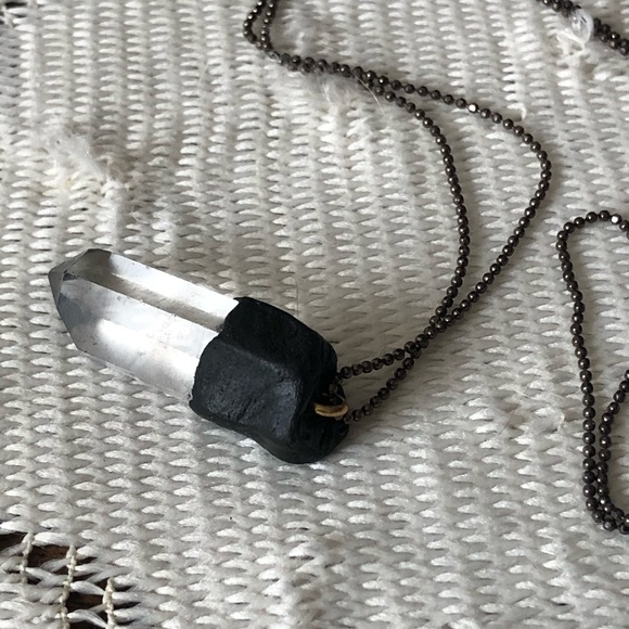 Handmade Clay Topped Quartz Pendant Necklace - Picture 2 of 4